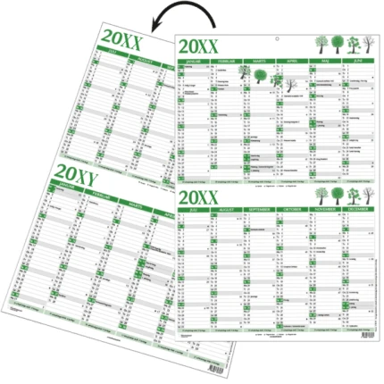 VÆGKALENDER DOBBELT A3 -2027 + 1. HALVÅR 2028