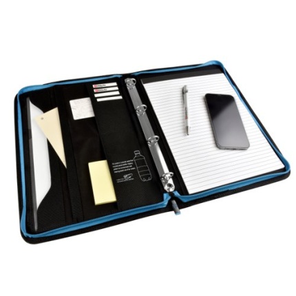 KONFERENCEMAPPE M/4RINGE OG BLOK BLUE LINE REC PET