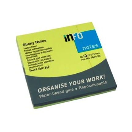 STICKY NOTES NEONGRØN 75X75 MM 80 BLADE