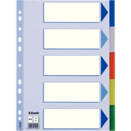 FANEBLADE PLASTIC A4 - 5-DELT FLERFARVET