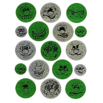 STICKERS GRØNNE/SØLV  SMILYES