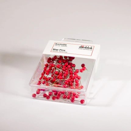 KORTNÅLE / MAP PINS - Ø4 - 16MM - RØDE CA. 100 STK.