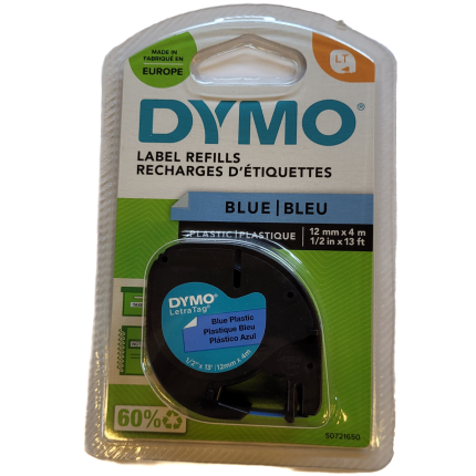 DYMO LETRATAG PLASTTAPE, BLÅ