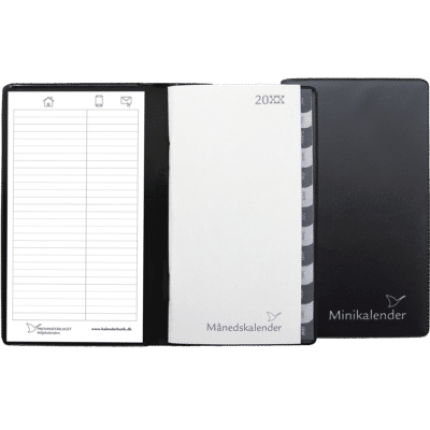 MINI MÅNEDSKALENDER 2027 SORT 2 FLØJ M. TLF TAVLE