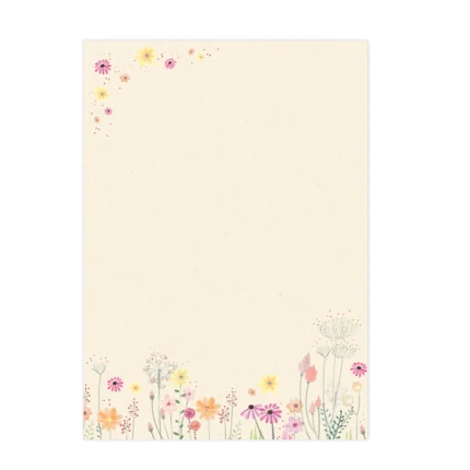 BREVPAPIR A4 M/TRYK "VILDE BLOMSTER" & KONVOLUTTER M/65 10+10 STK - SUKKERRØRS PAPIR
