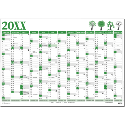 KÆMPE KALENDER 13 MDR TIL WHITEBOARD GRØN 2027