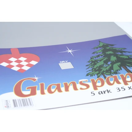 GLANSPAPIR 5 ARK 35X50 CM SØLV