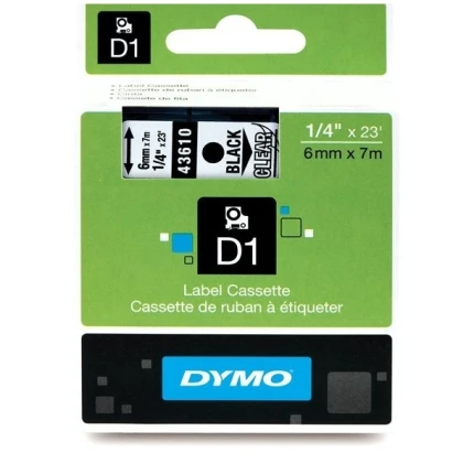 43610 DYMO D1 TAPE 6 mm - SORT/KLAR