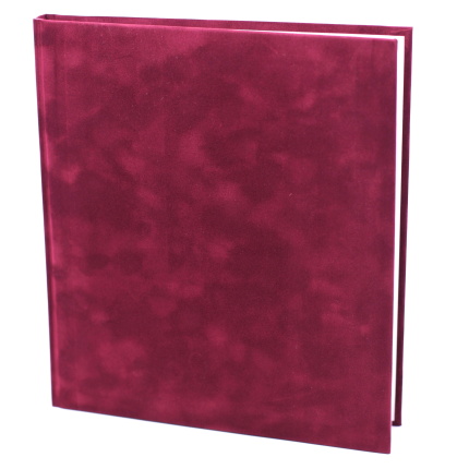 GÆSTEBOG VELOUR BORDEAUX U/TRYK - 23x25 CM