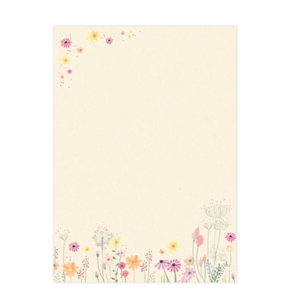 BREVPAPIR A4 M/TRYK "VILDE BLOMSTER" & KONVOLUTTER M/65 10+10 STK - SUKKERRØRS PAPIR