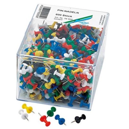PUSH-PINS - 600 STK ASS FV